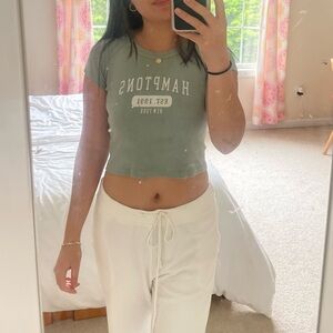 Brandy Melville Green Hamptons Baby Tee